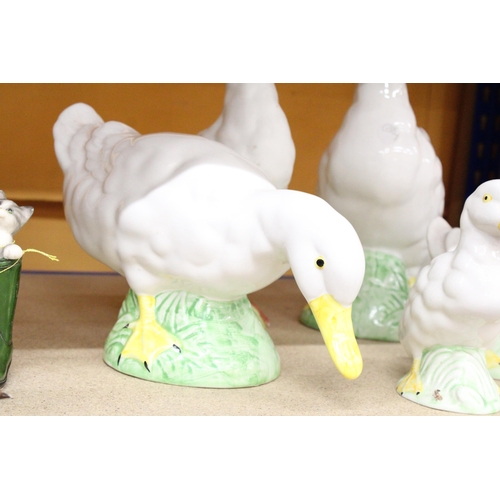 370 - FIVE CERAMIC DUCK FIGURES