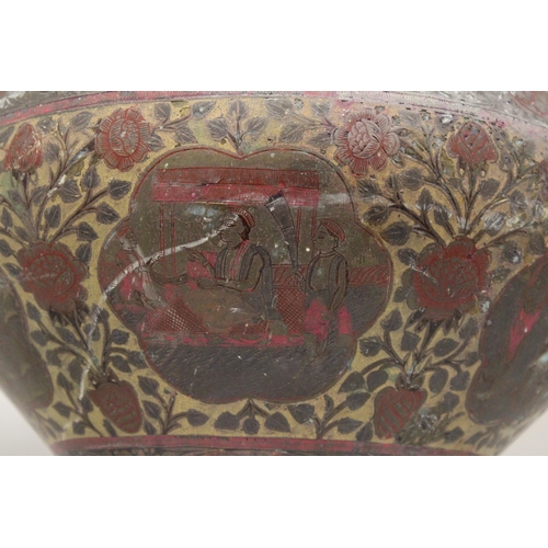 42 - A LARGE INDIAN MOORISH STYLE MONUMENTAL PALACE VASE WITH ENAMEL DECORATION - APPROX 57 CM