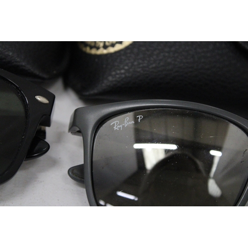 43 - FOUR PAIRS OF CASED SUNGLASSES MARKED RAY-BAN TO INCLUDE POLARISED AND CHROMANCE