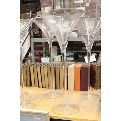 402 - FIVE LARGE 'MARTINI' GLASSES, APPROX 90CM TALL - IDEAL FOR WEDDINGS, FLORISTRY, ETC