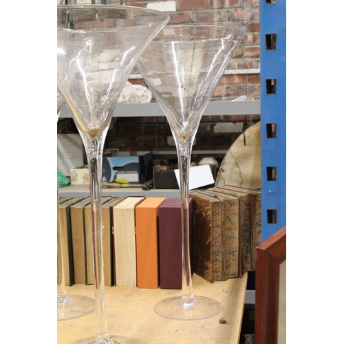 402 - FIVE LARGE 'MARTINI' GLASSES, APPROX 90CM TALL - IDEAL FOR WEDDINGS, FLORISTRY, ETC