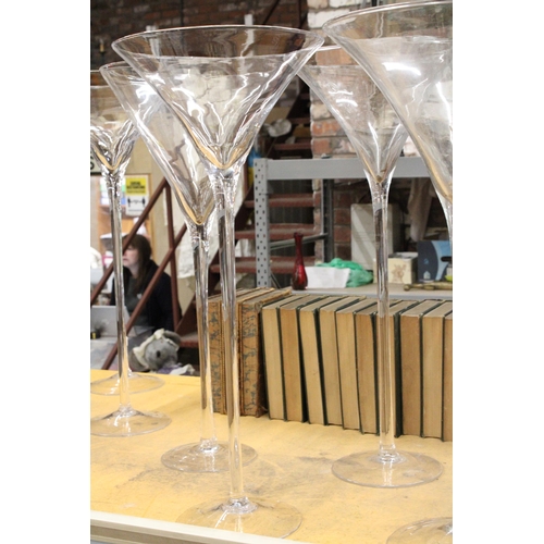 402 - FIVE LARGE 'MARTINI' GLASSES, APPROX 90CM TALL - IDEAL FOR WEDDINGS, FLORISTRY, ETC