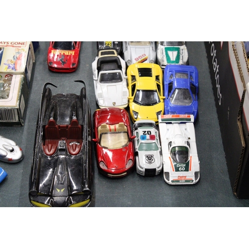 430 - TWENTY NINE DIE-CAST TOY CARS TO INCLUDE A BATMOBILE, BURAGO, CORGI, WELLY, MATCHBOX, ETC