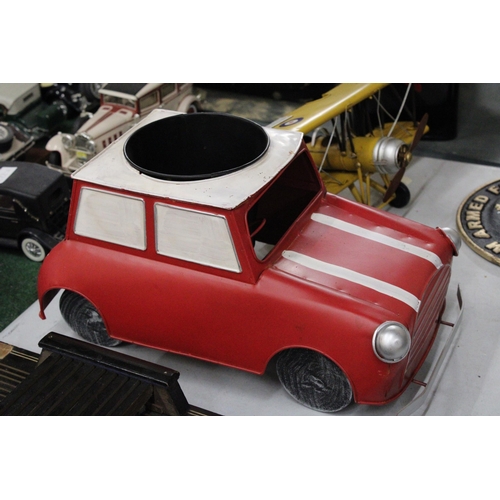 464 - A LARGE MINI COOPER TIN PLATE PLANTER