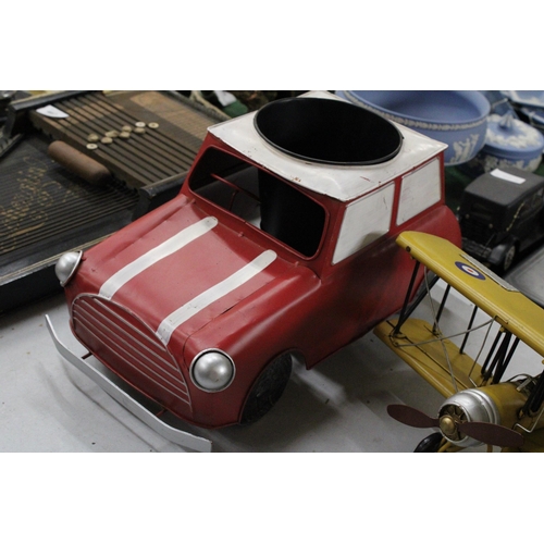 464 - A LARGE MINI COOPER TIN PLATE PLANTER