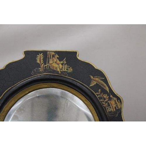 53 - A VINTAGE ORIENTAL LACQUERED DRESSING TABLE MIRROR