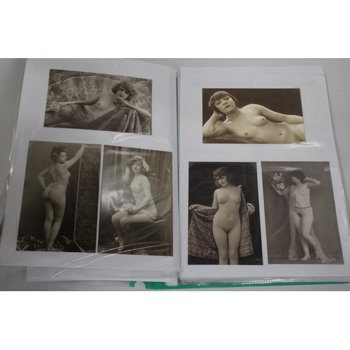 60 - A FOLDER CONTAINING 33 EROTIC FRENCH POSTCARDS