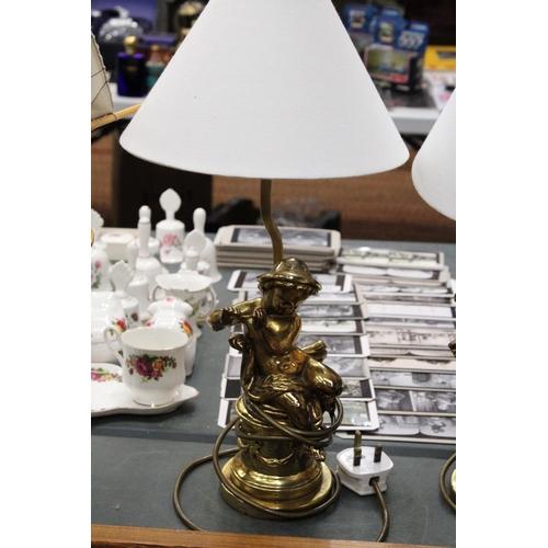 77 - A PAIR OF GILT FIGURAL COMPOSITE TABLE LAMPS