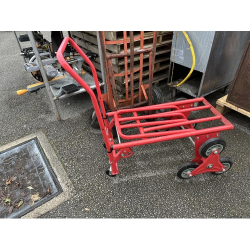 3539 - TWO METAL SACK TRUCKS AND A FURTHER FOLDING TROLLEY