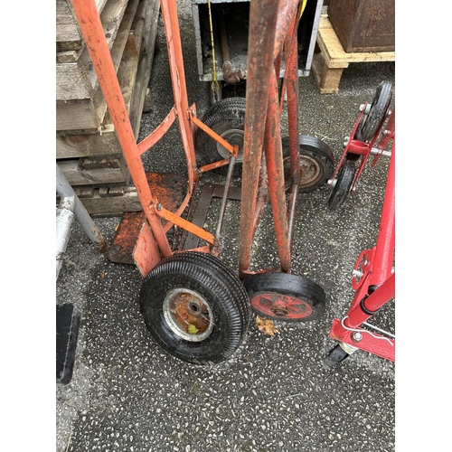 3539 - TWO METAL SACK TRUCKS AND A FURTHER FOLDING TROLLEY