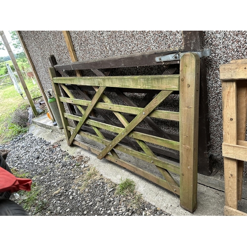 3546 - TWO 8FT FIVE BAR WOODEN FIELD GATES