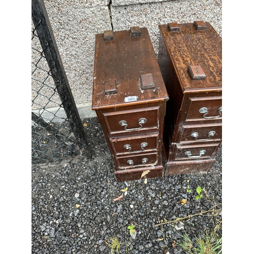 3555 - A PAIR OF MAHOGANY DESK PEDESTALS