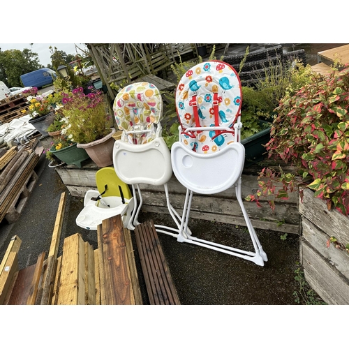 3557 - THREE VARIOUS CHILDS HIGH CHAIRS