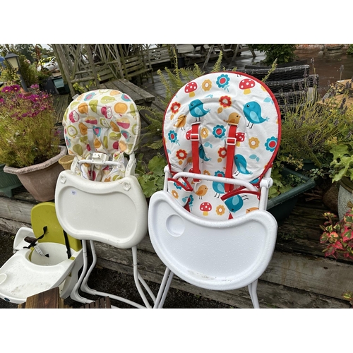 3557 - THREE VARIOUS CHILDS HIGH CHAIRS