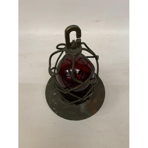 87 - A PAIR OF COASTAL NAUTICAL MARINE LIGHTS IN A BRASS CAGE