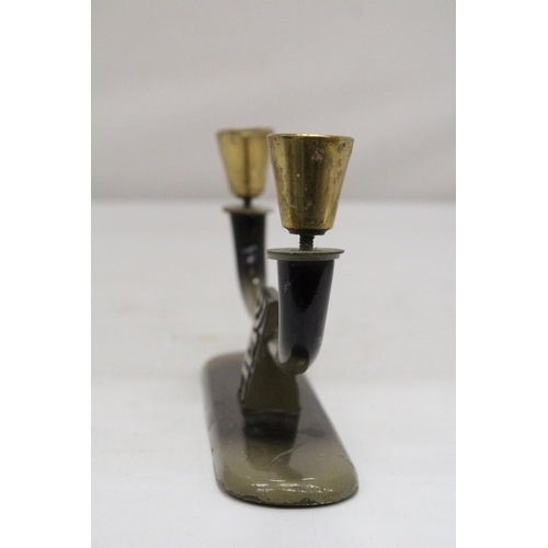 216 - AN ISRAELI DESIGNER METAL CANDLESTICKS BY PAL-BELL