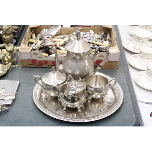 280 - A SILVER PLATED TEASET ON A TRAY