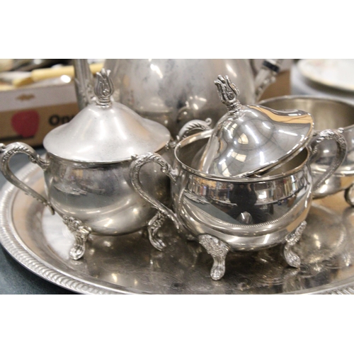 280 - A SILVER PLATED TEASET ON A TRAY