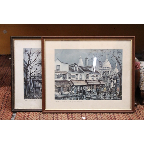 320 - TWO FRAMED PARIS RELATED PRINTS TO INCLUDE NOTRE DAME AND PLACE DU TERTRE