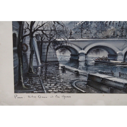 320 - TWO FRAMED PARIS RELATED PRINTS TO INCLUDE NOTRE DAME AND PLACE DU TERTRE