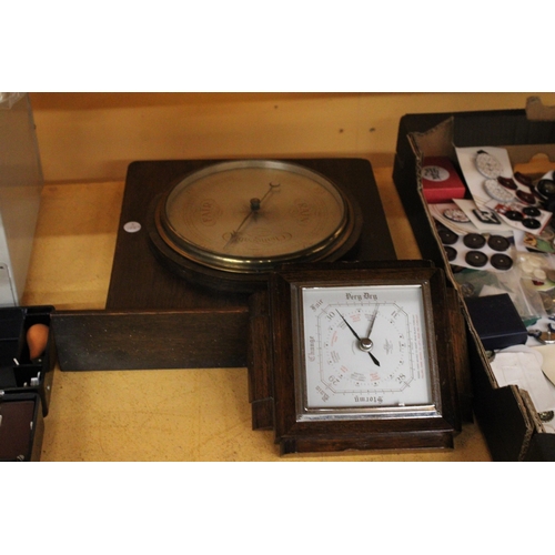 332 - TWO VINTAGE MAHOGANY CASED BAROMETERS