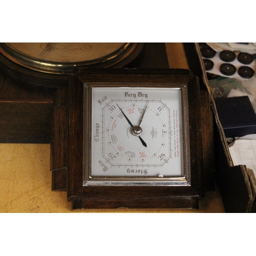 332 - TWO VINTAGE MAHOGANY CASED BAROMETERS