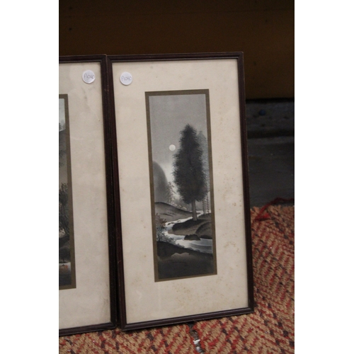 365 - TWO FRAMED AND MOUNTED WATERCOLOURS TO INCLUDE A FLORAL SCENE TOGETHER COUNTRYSIDE SCENE