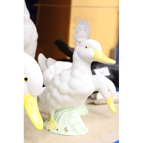 370 - FIVE CERAMIC DUCK FIGURES