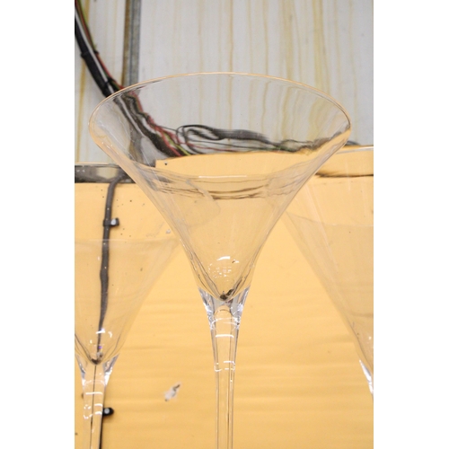 383 - FIVE LARGE 'MARTINI' GLASSES, APPROX 90CM TALL - IDEAL FOR WEDDINGS, FLORISTRY, ETC