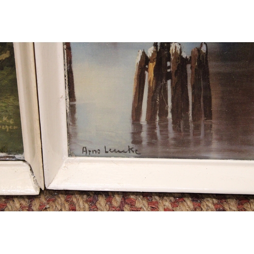 406 - A PAIR OF FRAMED PRINTS TO INCLUDE ALPS SCENE TOGETHER WITH SAIL BOATS AND WINDMILL SCENE