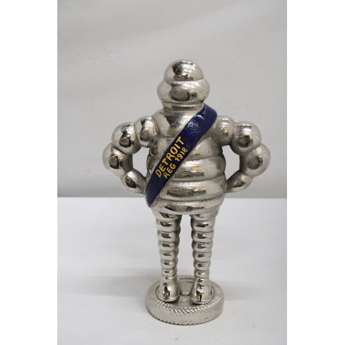 452 - A LARGE CHROME MICHELIN MAN, HEIGHT 37CM