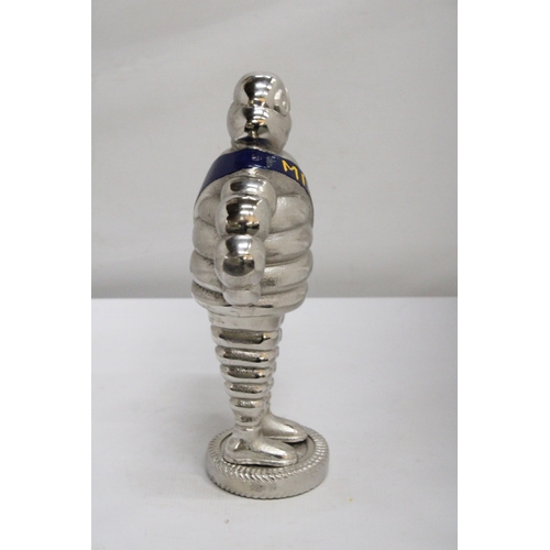 452 - A LARGE CHROME MICHELIN MAN, HEIGHT 37CM