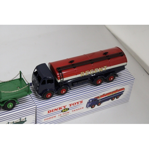 454 - TWO ATLAS DINKY MODELS TO INCLUDE, A 905 FODEN FLAT TRUCK WITH CHAIN AND A 942 FODEN 14 TON TANKER -... 