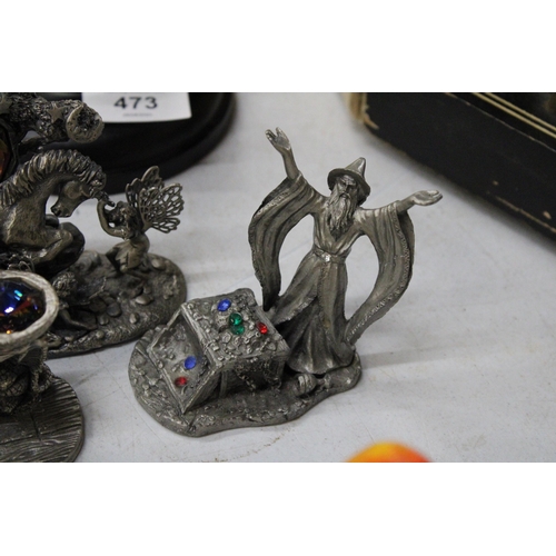 472 - THREE PEWTER MYTHOLOGICAL FIGURES