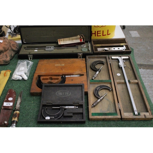 478 - A COLLECTION OF VINTAGE ENGINEERS MICROMETERS