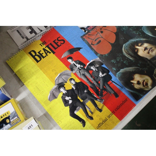 490 - FOUR BEATLES 2022 OFFICIAL CALENDARS PLUS ONE 2021 CALENDAR