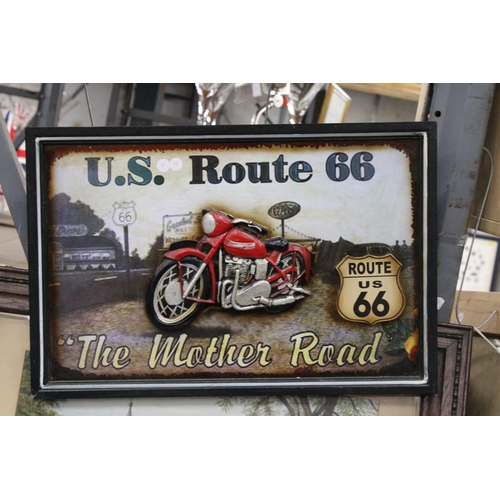 930 - A ROUTE 66 FRAMED MOTORBIKE