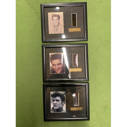 960 - THREE FRAMED ELVIS SERIES ONE, TWO AND THREE LIMITED EDITION REAL FILM REEL CELLS WITH CERTIFICATES