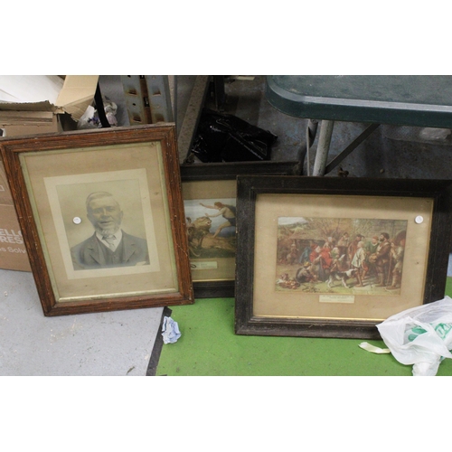 1010 - THREE FRAMED VINTAGE PRINTS TO INCLUDE, 'SIR JOHN FALSTAFF REVIEWS HIS RAGGED REGIMENT', 'PHOEBUS AP... 