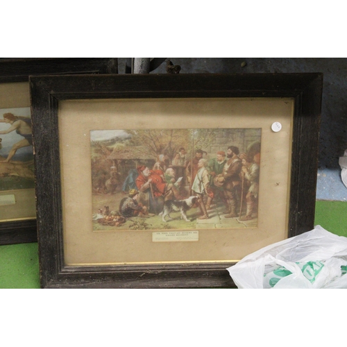 1010 - THREE FRAMED VINTAGE PRINTS TO INCLUDE, 'SIR JOHN FALSTAFF REVIEWS HIS RAGGED REGIMENT', 'PHOEBUS AP... 