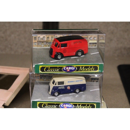 1050 - EIGHT CORGI MODELS OF MORRIS J VANS - ALL AS NEW IN BOXES