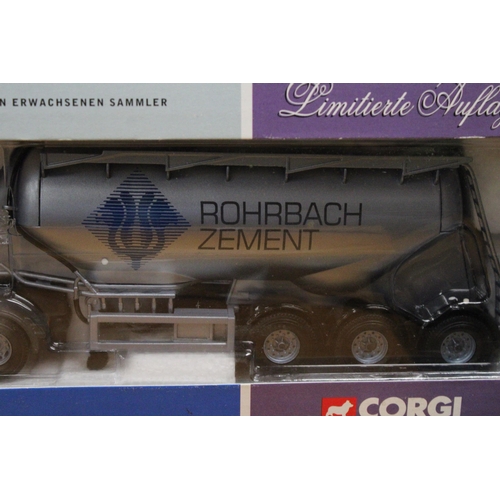 1058 - A CORGI MODEL, 76301, MAN LORRY, ROHRBACH ZEMENT, LIMITED EDITION - AS NEW IN BOX