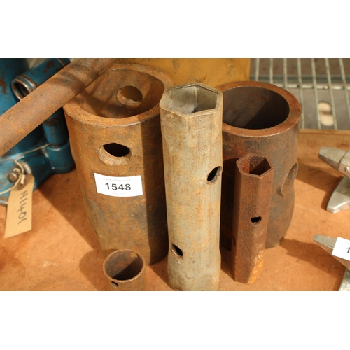 1548 - SIX VARIOUS SIZED VINTAGE TUBULAR SOCKETS