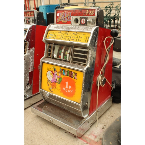 1897 - A RETRO ORIGINAL 1960'S JUBILEE RIVIERA CAROUSEL ONE ARMED BANDIT - VENDOR STATES IN WORKING ORDER B... 