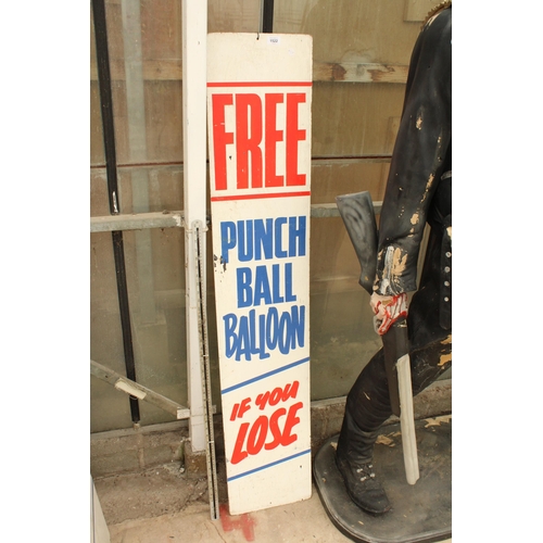 1906 - A WOODEN FAIRGROUND PUNCH BALL SIGN