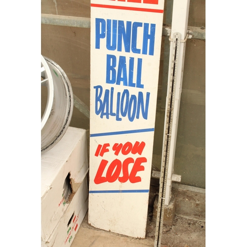 1907 - A WOODEN FAIRGROUND PUNCH BALL SIGN