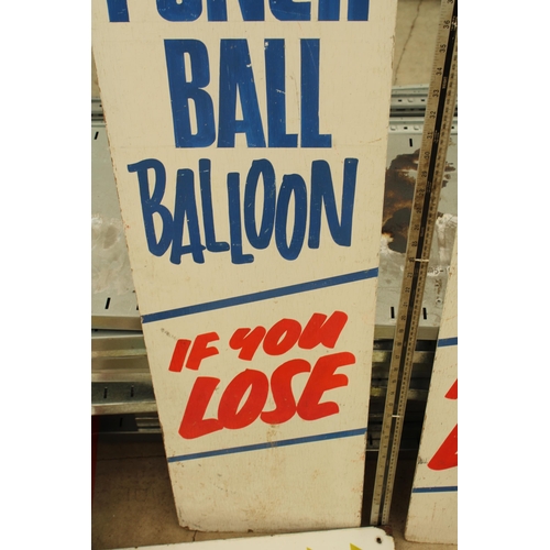 1907 - A WOODEN FAIRGROUND PUNCH BALL SIGN