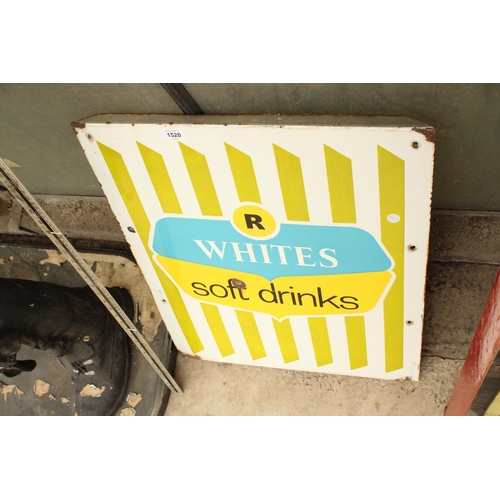 1908 - AN ORIGINAL R WHITES SOFT DRINKS ENAMEL SIGN (52CM x 64CM)