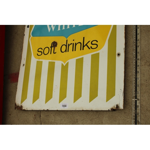 1908 - AN ORIGINAL R WHITES SOFT DRINKS ENAMEL SIGN (52CM x 64CM)