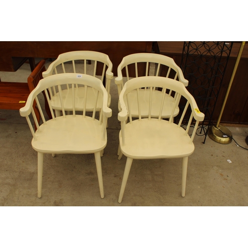 2638 - A SET OF FOUR WHITE PAINTED TORPET STYLE ARMCHAIRS